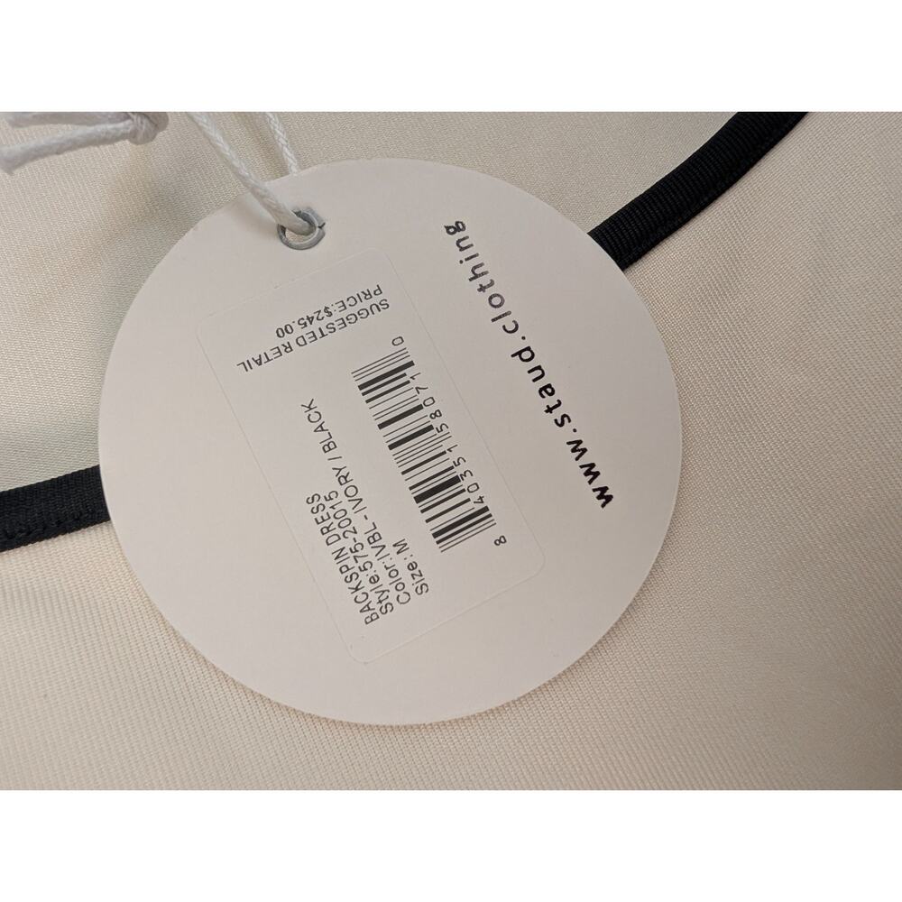 STAUD Backspin Dress Womens Medium Ivory Black Contrast Trim Mini NWT - Picture 2 of 6